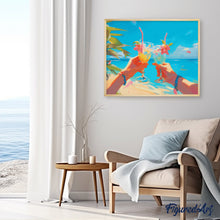Cargar imagen en el visor de la galería, Diamond Painting - Brindis en la playa 40x50cm con bastidor montado