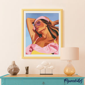 Diamond Painting - Chica besada por el sol