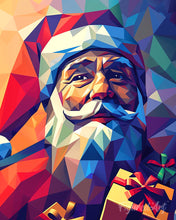 Cargar imagen en el visor de la galería, Diamond Painting - Diamond Painting - Papá Noel poligonal 40x50cm con bastidor montado