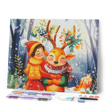 Cargar imagen en el visor de la galería, Diamond Painting - Amigos del bosque navideño 40x50cm con bastidor montado