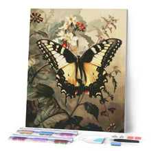 Cargar imagen en el visor de la galería, Diamond Painting - Mariposa Cola de Golondrina y Flores Blancas