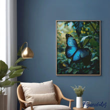 Cargar imagen en el visor de la galería, Diamond Painting - Mariposa Morfo Azul 40x50cm con bastidor montado