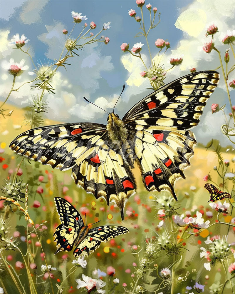 Diamond Painting - Mariposa Proserpina y Flores Silvestres