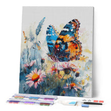 Cargar imagen en el visor de la galería, Diamond Painting - Mariposa y Flores 40x50cm con bastidor montado