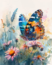 Cargar imagen en el visor de la galería, Diamond Painting - Diamond Painting - Mariposa y Flores 40x50cm con bastidor montado