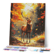 Cargar imagen en el visor de la galería, Diamond Painting - Ciervo majestuoso en otoño 40x50cm con bastidor montado