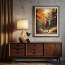 Cargar imagen en el visor de la galería, Diamond Painting - Ciervo majestuoso en otoño 40x50cm con bastidor montado