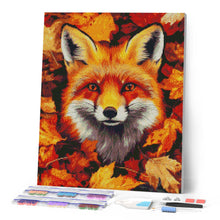 Cargar imagen en el visor de la galería, Diamond Painting - Zorro en las hojas de otoño 40x50cm con bastidor montado