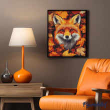 Cargar imagen en el visor de la galería, Diamond Painting - Zorro en las hojas de otoño 40x50cm con bastidor montado