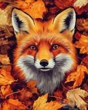 Cargar imagen en el visor de la galería, Diamond Painting - Diamond Painting - Zorro en las hojas de otoño 40x50cm con bastidor montado