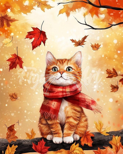 Diamond Painting - Gato acogedor de otoño