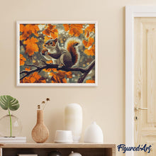 Cargar imagen en el visor de la galería, Diamond Painting - Ardilla de otoño 40x50cm con bastidor montado