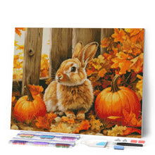 Cargar imagen en el visor de la galería, Diamond Painting - Conejo y calabazas 40x50cm con bastidor montado