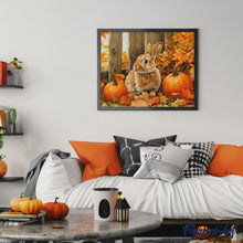 Cargar imagen en el visor de la galería, Diamond Painting - Conejo y calabazas 40x50cm con bastidor montado