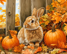 Cargar imagen en el visor de la galería, Diamond Painting - Diamond Painting - Conejo y calabazas 40x50cm con bastidor montado