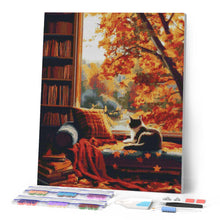 Cargar imagen en el visor de la galería, Diamond Painting - Vista otoñal del gato