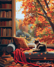 Cargar imagen en el visor de la galería, Diamond Painting - Vista otoñal del gato
