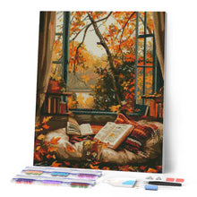 Cargar imagen en el visor de la galería, Diamond Painting - Lectura acogedora de otoño 40x50cm con bastidor montado