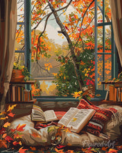 Cargar imagen en el visor de la galería, Diamond Painting - Diamond Painting - Lectura acogedora de otoño 40x50cm con bastidor montado
