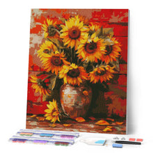 Cargar imagen en el visor de la galería, Diamond Painting - Jarrón de girasoles de otoño 40x50cm con bastidor montado