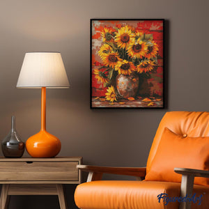 Diamond Painting - Jarrón de girasoles de otoño