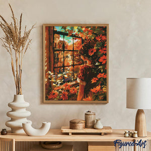 Diamond Painting - Vista otoñal en la ventana