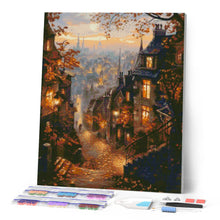 Cargar imagen en el visor de la galería, Diamond Painting - Calle otoñal en el casco antiguo 40x50cm con bastidor montado