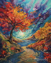 Cargar imagen en el visor de la galería, Diamond Painting - Diamond Painting - Otoño surrealista inspirado en Van Gogh 40x50cm con bastidor montado