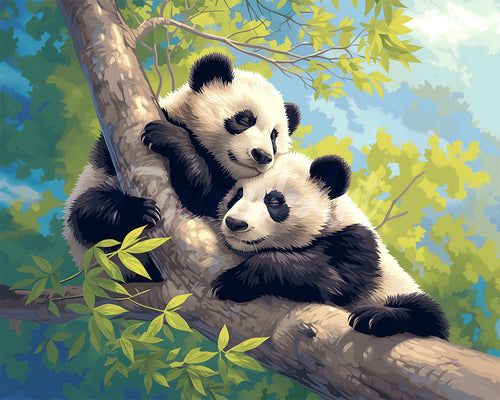 Diamond Painting - Pandas en una Rama