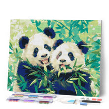 Cargar imagen en el visor de la galería, Diamond Painting - Pandas Comiendo Bambú