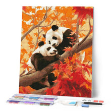 Cargar imagen en el visor de la galería, Diamond Painting - Gemelos de Panda en Otoño
