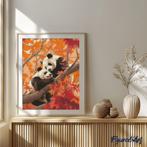 Diamond Painting - Gemelos de Panda en Otoño