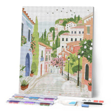 Cargar imagen en el visor de la galería, Diamond Painting - Pueblo Pastel en la Colina