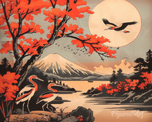 Cargar imagen en el visor de la galería, Diamond Painting - Diamond Painting - Grullas y Vista del Monte Fuji 40x50cm con bastidor montado