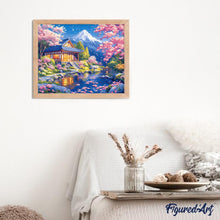 Cargar imagen en el visor de la galería, Diamond Painting - Casa de Sakura junto al Estanque 40x50cm con bastidor montado