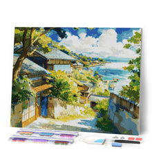 Cargar imagen en el visor de la galería, Diamond Painting - Pueblo Costero en Japón 40x50cm con bastidor montado