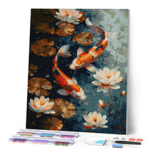 Cargar imagen en el visor de la galería, Diamond Painting - Carpas Koi Vintage y Flores