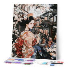 Cargar imagen en el visor de la galería, Diamond Painting - Geisha en una Calle Vintage 40x50cm con bastidor montado