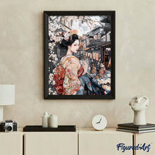Cargar imagen en el visor de la galería, Diamond Painting - Geisha en una Calle Vintage 40x50cm con bastidor montado