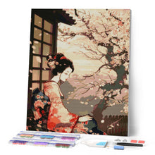 Cargar imagen en el visor de la galería, Diamond Painting - Dama con Kimono Vintage y Sakura