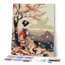 Cargar imagen en el visor de la galería, Diamond Painting - Japonesa Vintage bajo Cerezo en Flor 40x50cm con bastidor montado