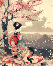Cargar imagen en el visor de la galería, Diamond Painting - Japonesa Vintage bajo Cerezo en Flor