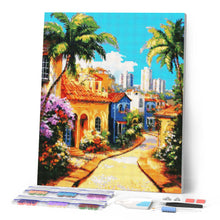 Cargar imagen en el visor de la galería, Diamond Painting - Pueblo Tropical en la Ladera