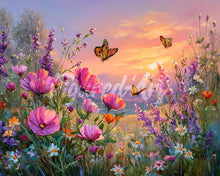 Cargar imagen en el visor de la galería, Diamond Painting - Atardecer entre Flores Silvestres