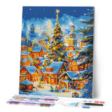 Cargar imagen en el visor de la galería, Diamond Painting - Poblado Navideño Brillante 40x50cm con bastidor montado