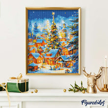 Cargar imagen en el visor de la galería, Diamond Painting - Poblado Navideño Brillante 40x50cm con bastidor montado