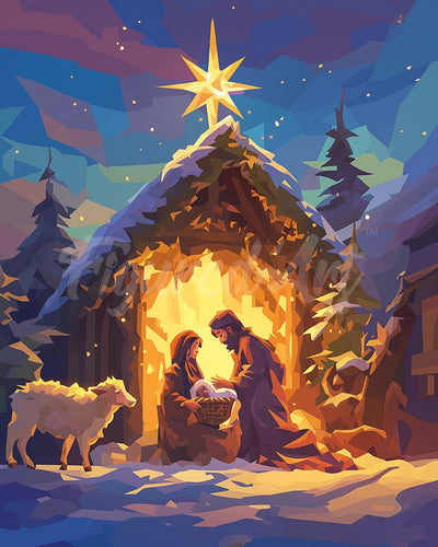 Diamond Painting - Diamond Painting - Noche de Paz 40x50cm con bastidor montado