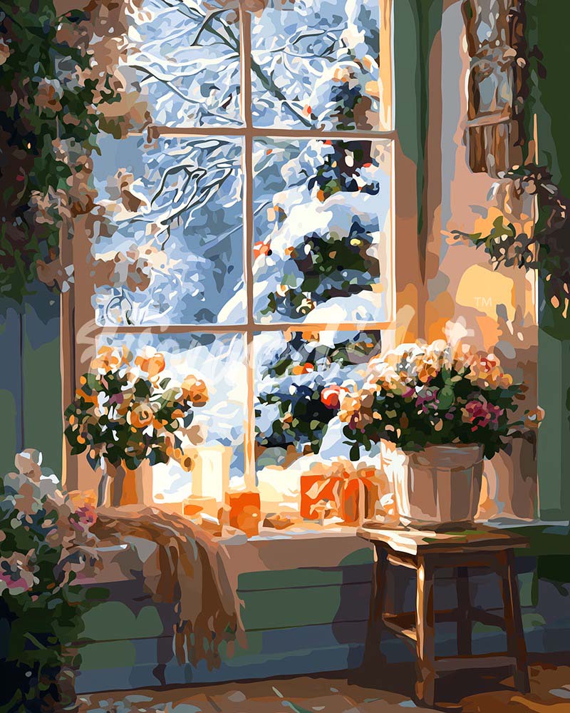 Diamond Painting - Diamond Painting - Invierno Romántico 40x50cm con bastidor montado