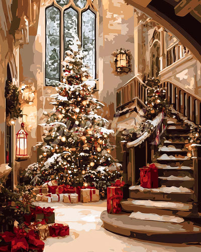 Diamond Painting - Diamond Painting - Gran Salón Navideño 40x50cm con bastidor montado