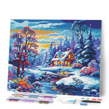 Cargar imagen en el visor de la galería, Diamond Painting - Cabaña Invernal junto al Río